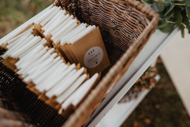 Hochzeit auf dem Weingut Nägelsförst bei Baden-Baden fotografiert von Lisa Un Andi Photography. Braut im Brautkleid von der Bridalboutique Baden-Baden. Freie Trauung mit Blick über die Weinreben.
